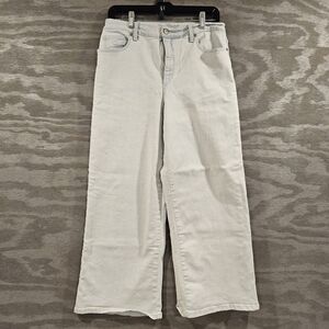 Gloria Vanderbilt SZ 10 Amanda Light Wash Wide Leg Crop Stretch Jeans Hi Waist